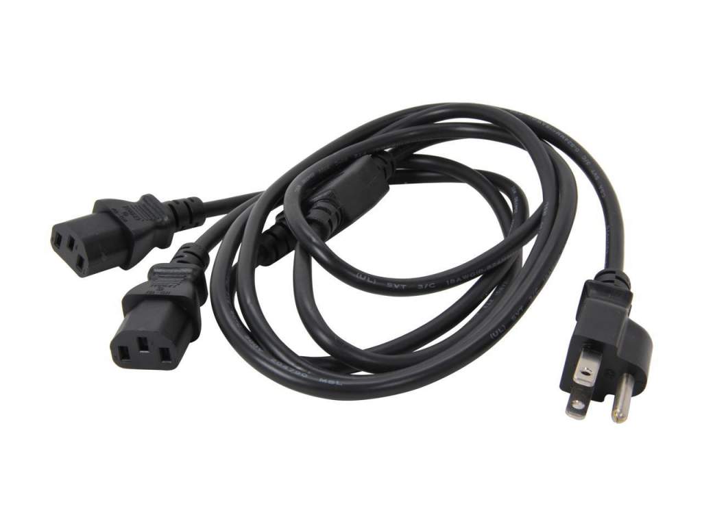 6ft Standard Y Computer Power Cord Nema 5 15p To 2x C13 Power 120v