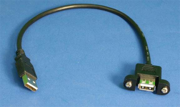 USB Panel Mount Cable Single Port Bulkhead Cable Male-Female 1Ft