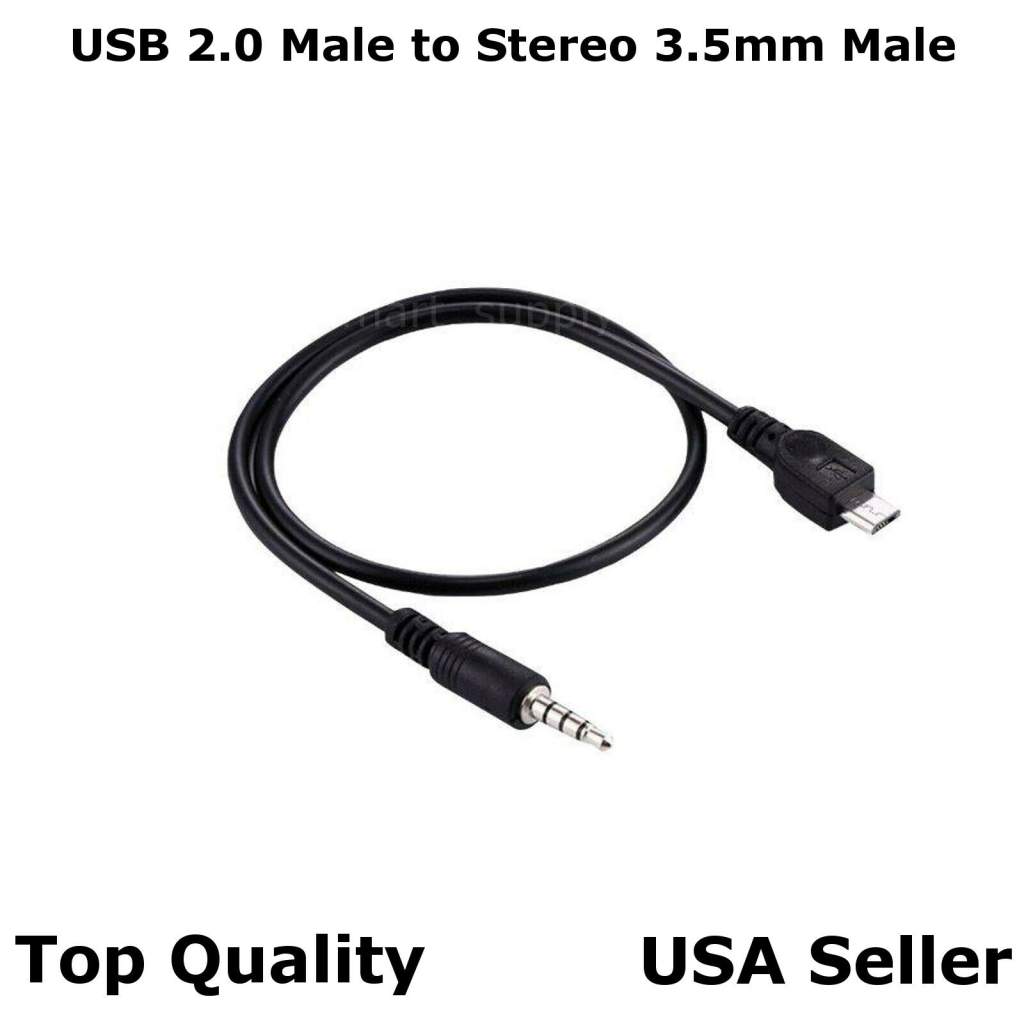 3.5mm Male AUX Audio Jack to USB 2.0 Female Converter Adapter Charge Cable  
