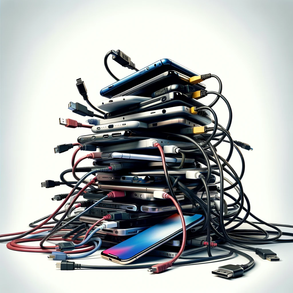 Assorted Phones with Cables