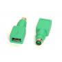 USB TYPE A Female to PS2 Mini DIN6 Male Mouse Adapter Green
