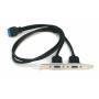 USB 3.0 Panel Mount Dual Port to 20 Pin Motherboard header Cable 24in